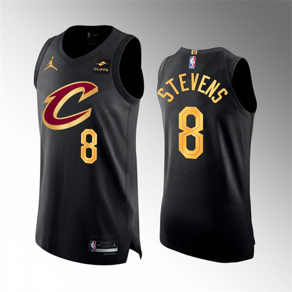 Mens Cleveland Cavaliers #8 Lamar Stevens 2022-23 Black Statement Edition Swingman Jersey