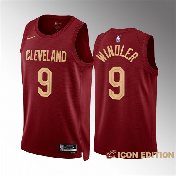 Mens Cleveland Cavaliers #9 Dylan Windler Burgundy 2022-23 Icon Edition Swingman Jersey