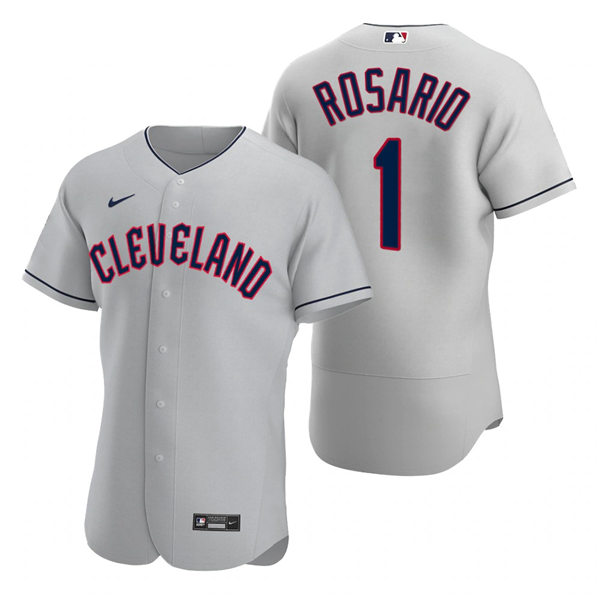 Mens Cleveland Guardians #1 Amed Rosario Nike 2022 Grey Road Flex Base Authentic Player Jersey