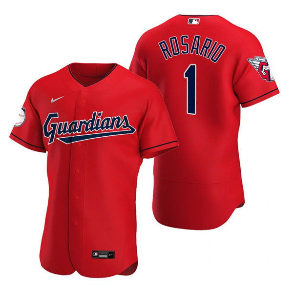 Mens Cleveland Guardians #1 Amed Rosario Nike 2022 Red Alternate Flex Base Authentic Player Jersey