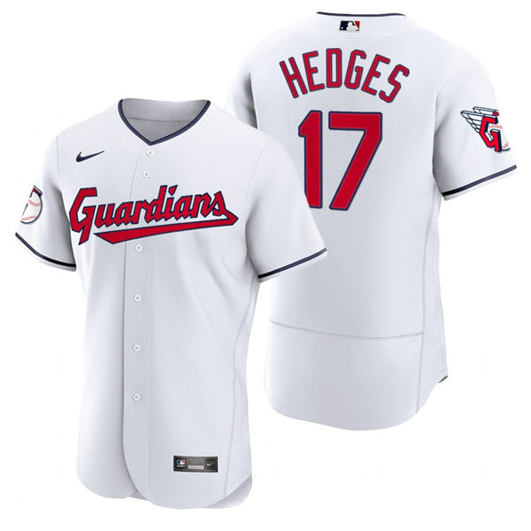 Mens Cleveland Guardians #17 Austin Hedges Nike 2022 White Home Flex Base Authentic Player Jersey