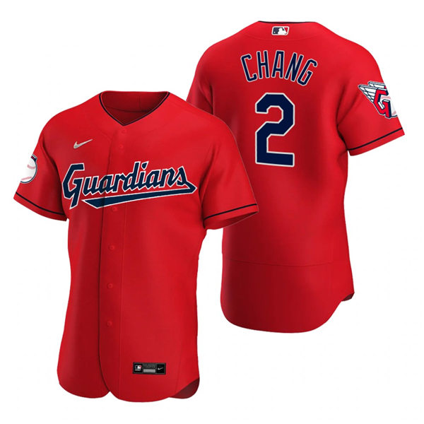 Mens Cleveland Guardians #2 Yu Chang Nike 2022 Red Alternate Flex Base Authentic Player Jersey