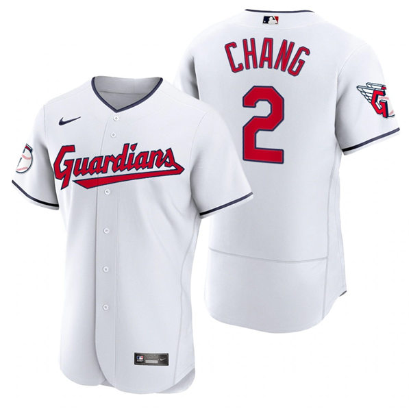 Mens Cleveland Guardians #2 Yu Chang Nike 2022 White Home Flex Base Authentic Player Jersey