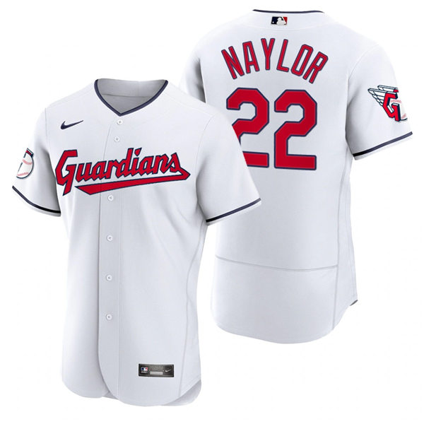 Mens Cleveland Guardians #22 Josh Naylor Nike 2022 White Home Flex Base Authentic Player Jersey