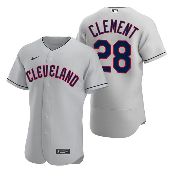 Mens Cleveland Guardians #28 Ernie Clement Nike 2022 Grey Road Flex Base Authentic Player Jersey