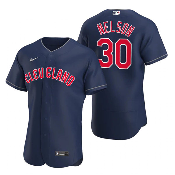 Mens Cleveland Guardians #30 Kyle Nelson Nike 2022 Navy Alternate Flex Base Authentic Player Jersey