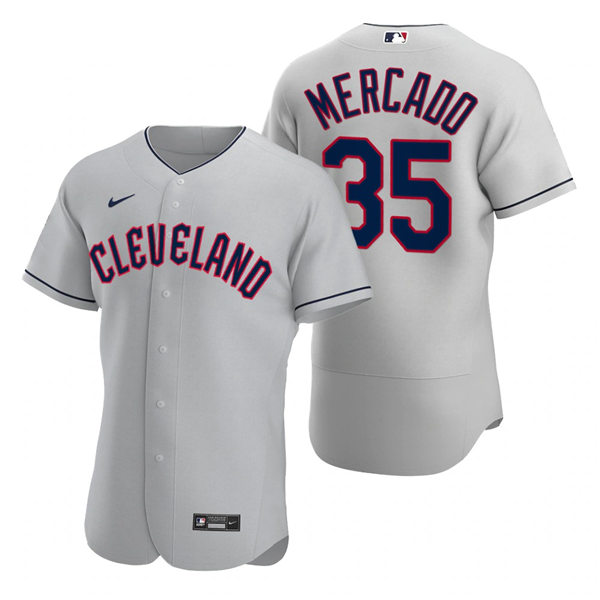 Mens Cleveland Guardians #35 Oscar Mercado Nike 2022 Grey Road Flex Base Authentic Player Jersey