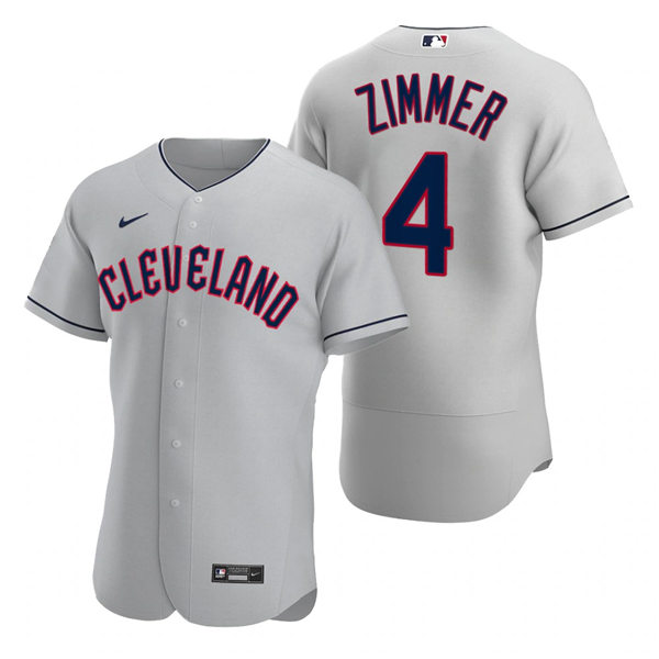 Mens Cleveland Guardians #4 Bradley Zimmer Nike 2022 Grey Road Flex Base Authentic Player Jersey