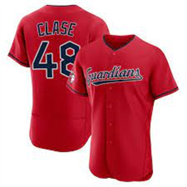 Mens Cleveland Guardians #48 Emmanuel Clase 2022 Red Alternate Flex Base Player Jersey