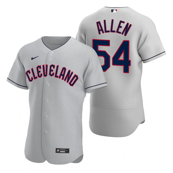 Mens Cleveland Guardians #54 Logan Allen Nike 2022 Grey Road Flex Base Authentic Player Jersey
