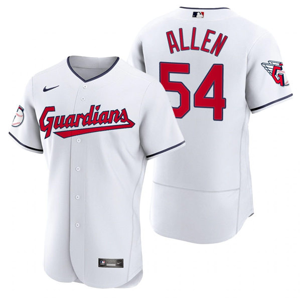 Mens Cleveland Guardians #54 Logan Allen Nike 2022 White Home Flex Base Authentic Player Jersey