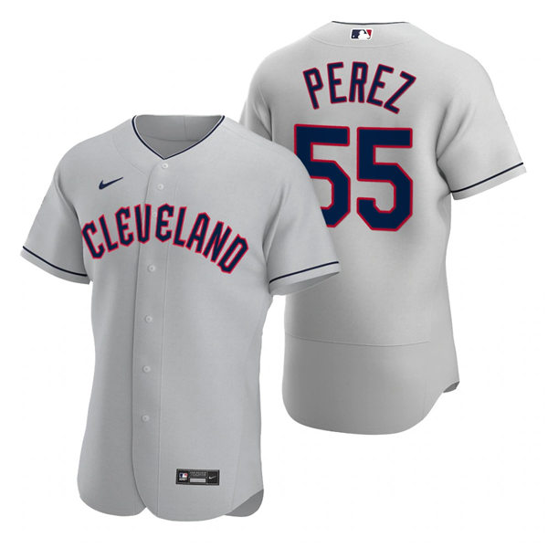 Mens Cleveland Guardians #55 Roberto Perez Nike 2022 Grey Road Flex Base Authentic Player Jersey