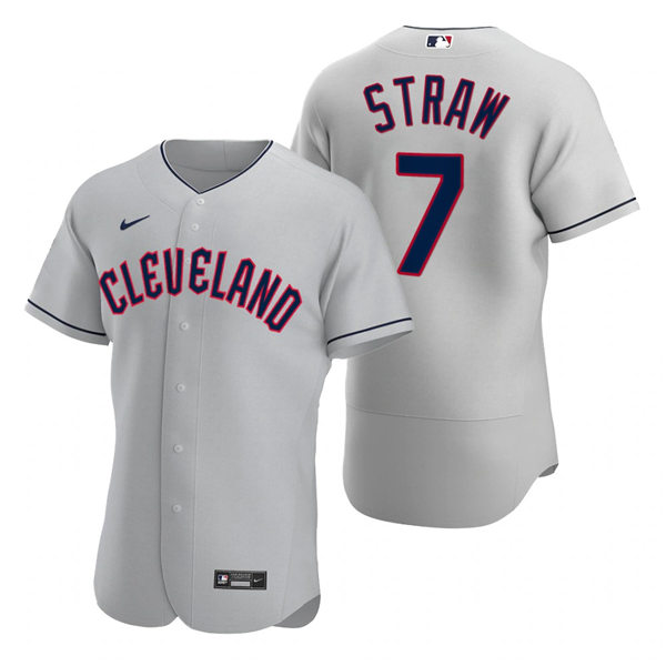 Mens Cleveland Guardians #7 Myles Straw Nike 2022 Grey Road Flex Base Authentic Player Jersey