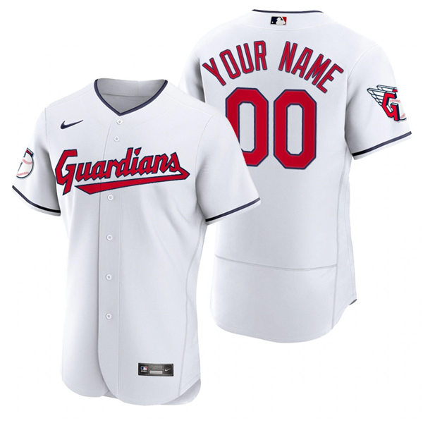 Mens Cleveland Guardians Custom Nike 2022 White Home Flex Base Authentic Jersey1