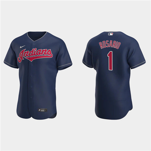 Mens Cleveland Indians #1 Amed Rosario Nike Navy Alternate Indians Flex Base Jersey