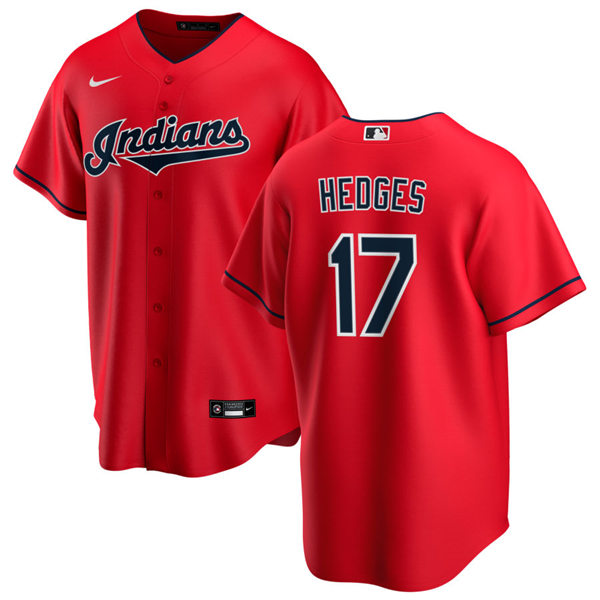 Mens Cleveland Indians #17 Austin Hedges Nike Red Cool Base Jersey