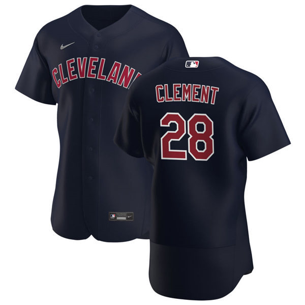 Mens Cleveland Indians #28 Ernie Clement Nike Cleveland Navy Alternate FlexBase Jersey