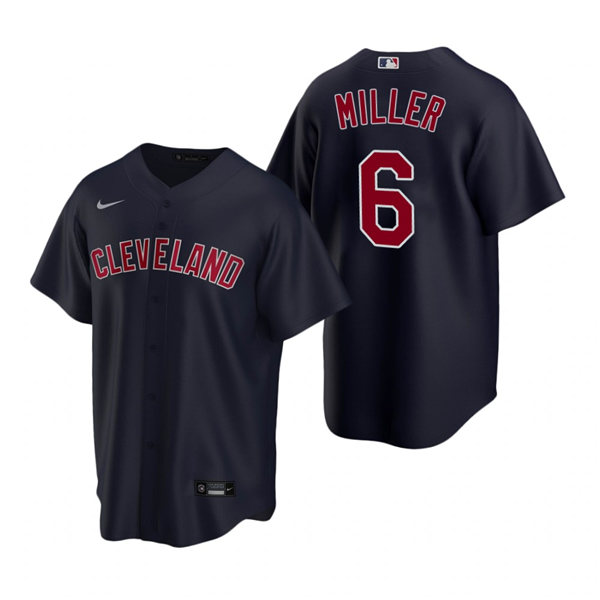 Mens Cleveland Indians #6 Owen Miller Nike Cleveland Navy Alternate CoolBase Jersey