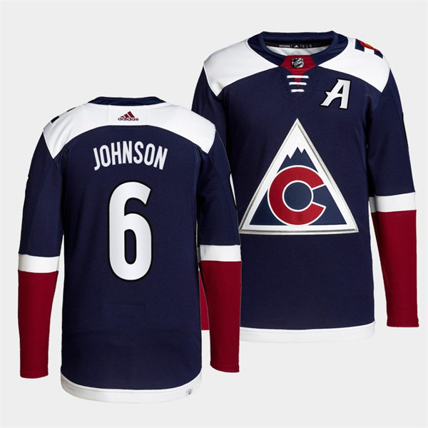 Mens Colorado Avalanche #6 Erik Johnson adidas Alternate Navy Player Jersey Stitched