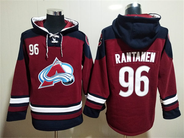 Mens Colorado Avalanche #96 Mikko Rantanen Burgundy Home Primegreen Player Hoodie Stitched