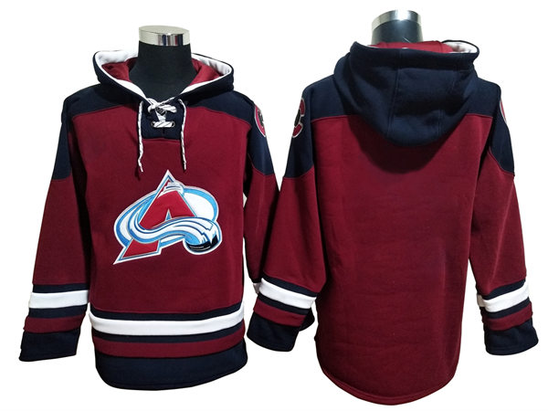 Mens Colorado Avalanche Blank Burgundy Home Primegreen Team Hoodie Stitched