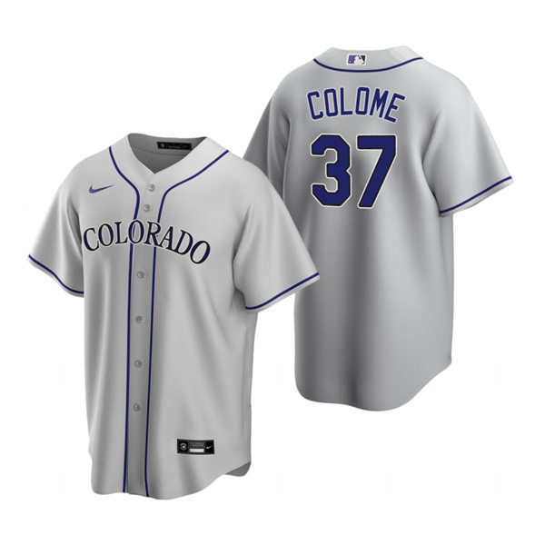 Mens Colorado Rockies #37 Alex Colome Nike Grey Road CoolBase Jersey
