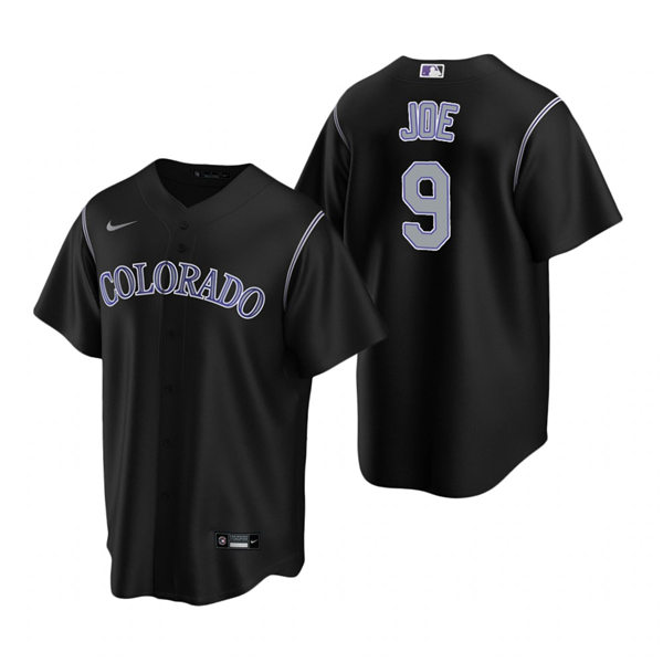 Mens Colorado Rockies #9 Connor Joe Nike Black Alternate Jersey