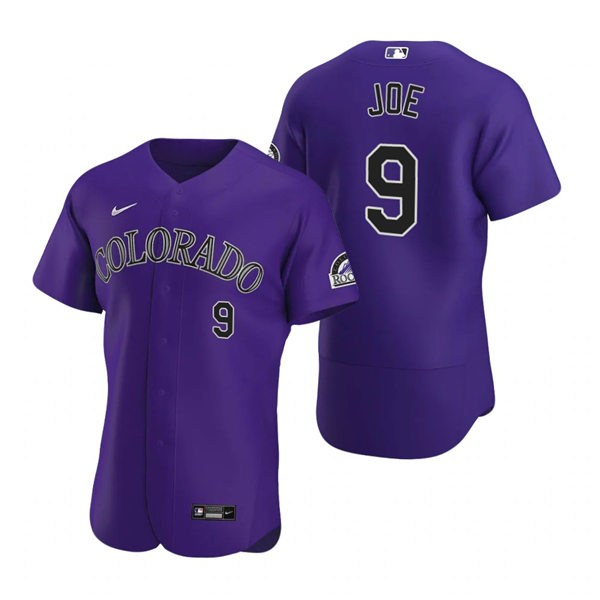 Mens Colorado Rockies #9 Connor Joe Nike Purple Alternate FlexBase Jersey