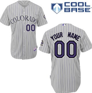 Mens Colorado Rockies Customized Gray Pinstripe Jersey