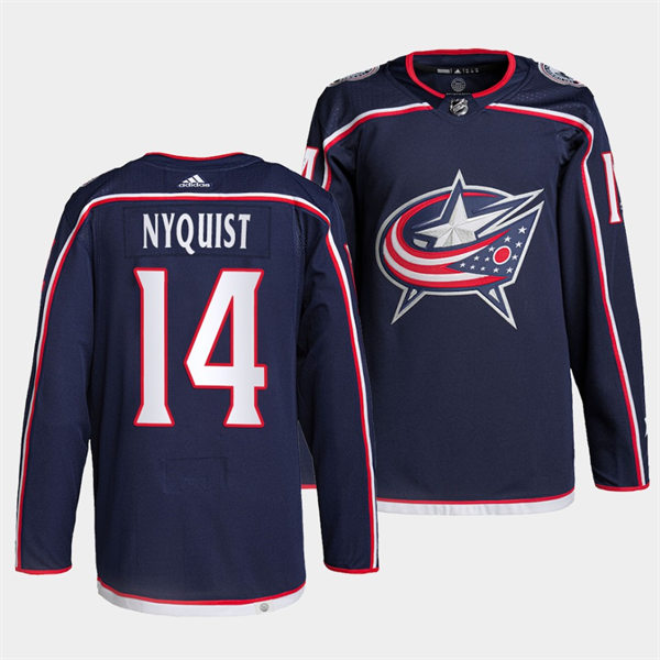 Mens Columbus Blue Jackets #14 Gustav Nyquist adidas Navy Home Jersey Stitched