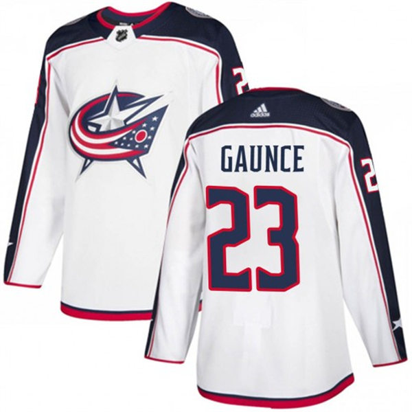 Mens Columbus Blue Jackets #23 Brendan Gaunce adidas White Away Jersey Stitched