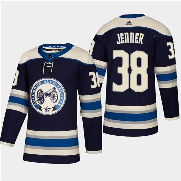 Mens Columbus Blue Jackets #38 Boone Jenner adidas Navy Third Jersey Stitched