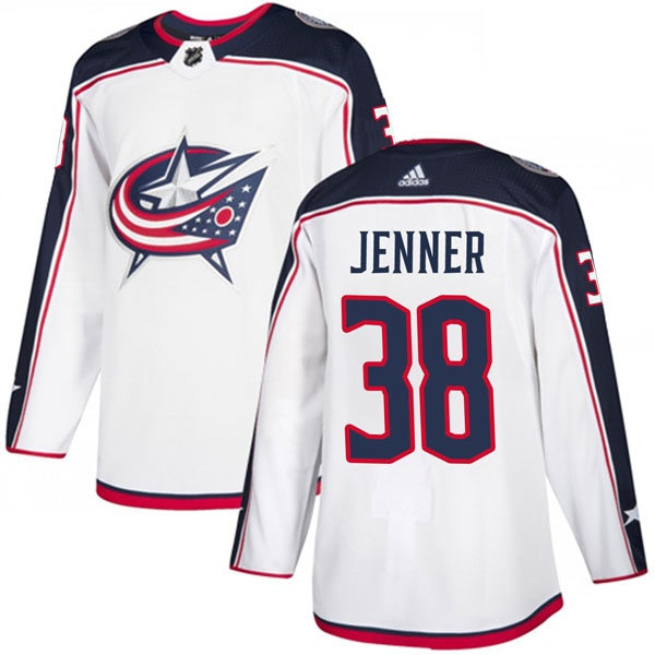 Mens Columbus Blue Jackets #38 Boone Jenner adidas White Away Jersey Stitched