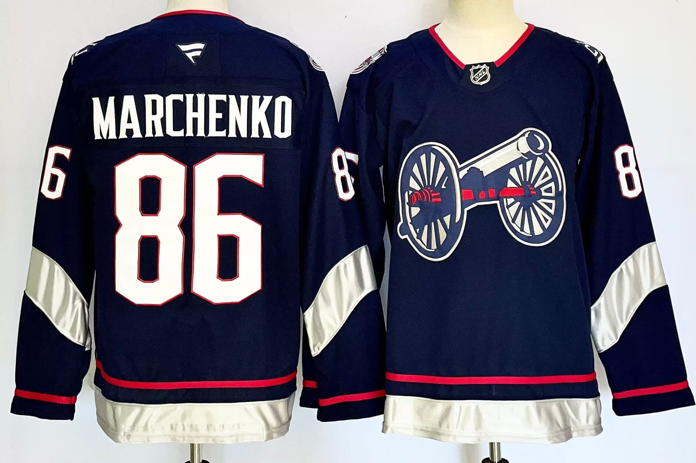 Mens Columbus Blue Jackets #86 Kirill Marchenko Fanatics  Navy 2025 NHL