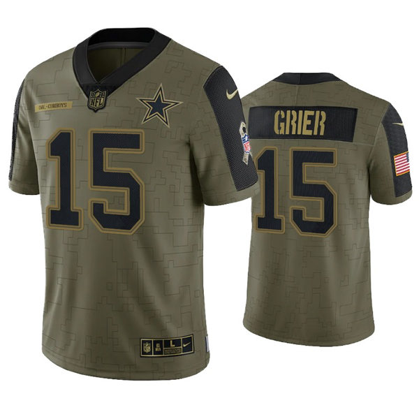 Mens Dallas Cowboys #15 Will Grier Nike Olive 2021 Salute To Service Limited Jersey