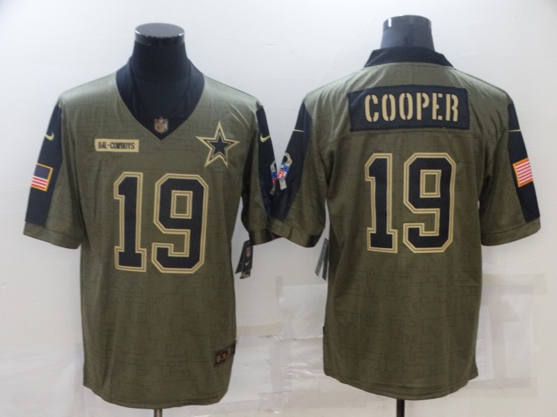 Mens Dallas Cowboys #19 Amari Cooper Nike Olive 2021 Salute To Service Limited Stitched Jersey