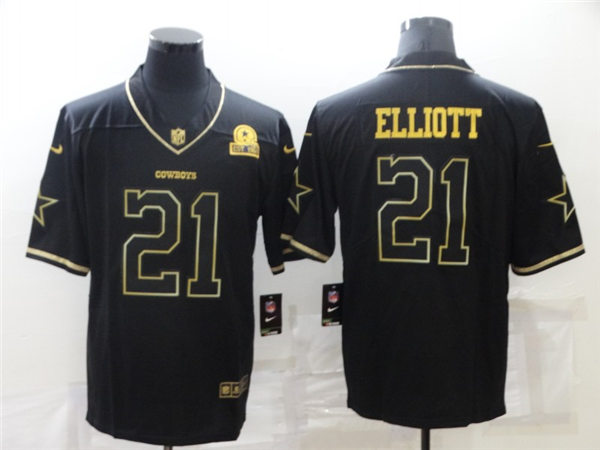 Mens Dallas Cowboys #21 Ezekiel Elliott Nike Black Golden Edition Vapor Limited Stitched Jersey