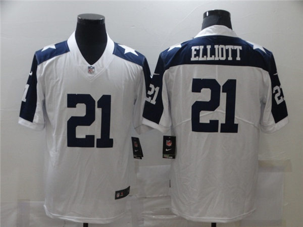 Mens Dallas Cowboys #21 Ezekiel Elliott Nike White Retro Thanksgivings Limited Stitched Jersey