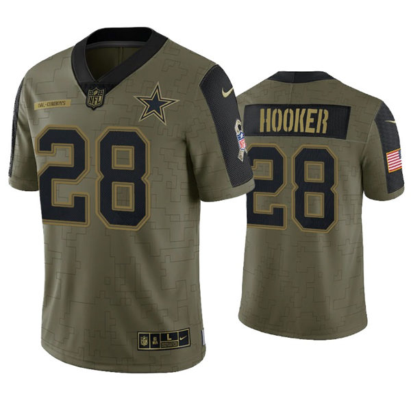 Mens Dallas Cowboys #28 Malik Hooker Nike Olive 2021 Salute To Service Limited Jersey