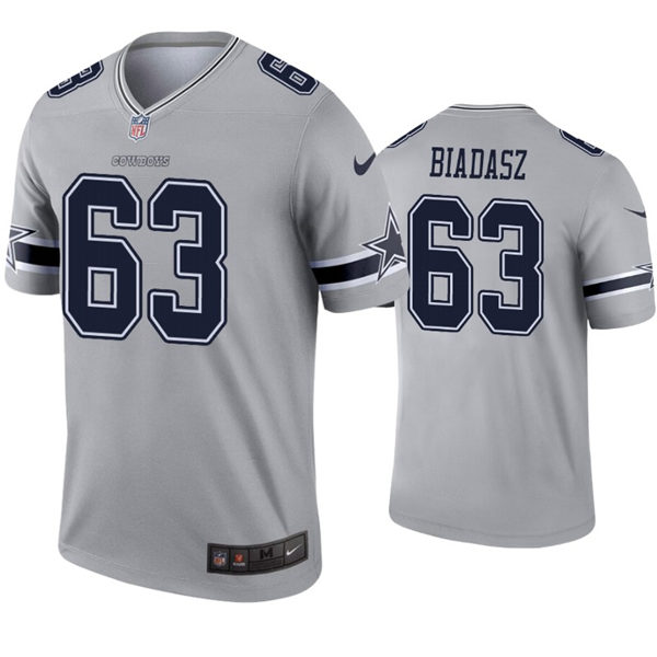Mens Dallas Cowboys #63 Tyler Biadasz Nike Silver Inverted Legend Jersey