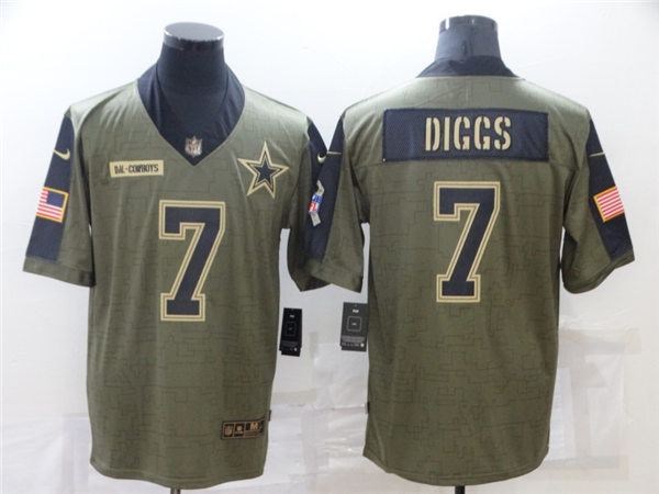 Mens Dallas Cowboys #7 Trevon Diggs Nike Olive 2021 Salute To Service Limited Stitched Jersey