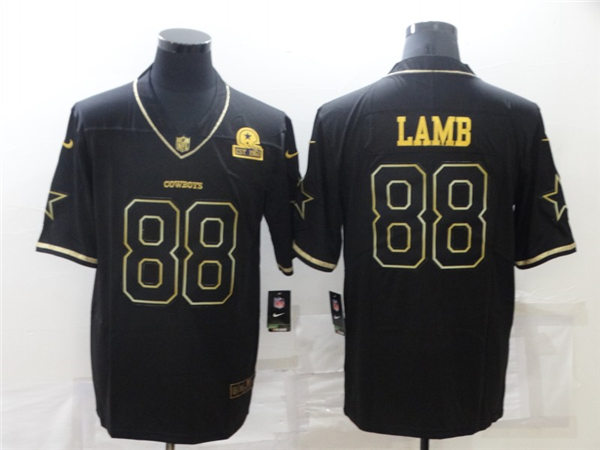 Mens Dallas Cowboys #88 CeeDee Lamb Nike Black Golden Edition Vapor Limited Stitched Jersey