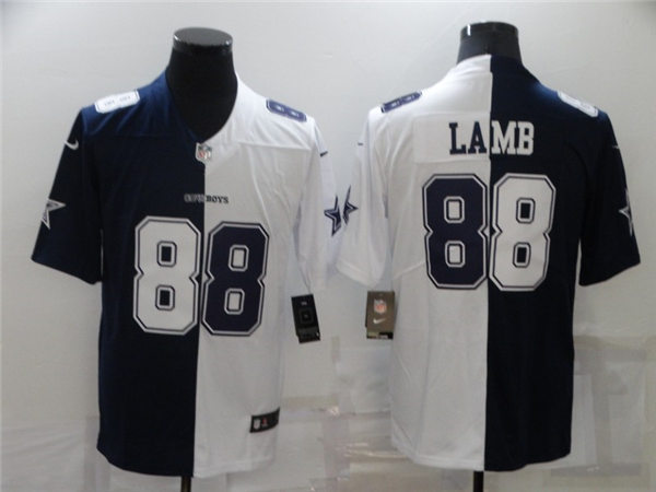 Mens Dallas Cowboys #88 CeeDee Lamb Nike Navy White Split Two-Tone Stitched Jersey