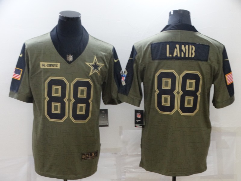 Mens Dallas Cowboys #88 CeeDee Lamb Nike Olive 2021 Salute To Service Limited Stitched Jersey
