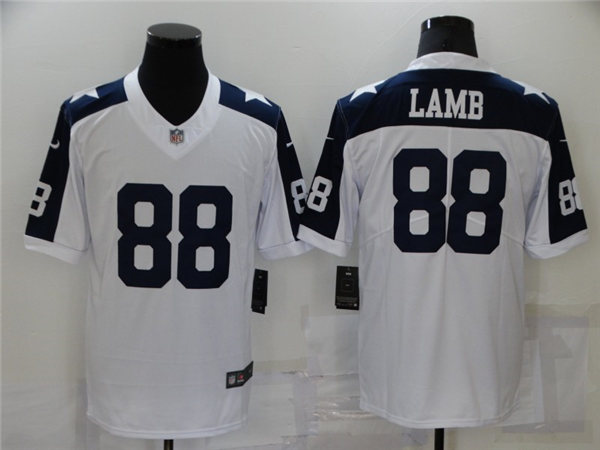 Mens Dallas Cowboys #88 CeeDee Lamb Nike White Navy Retro Vapor Limited Stitched Jersey