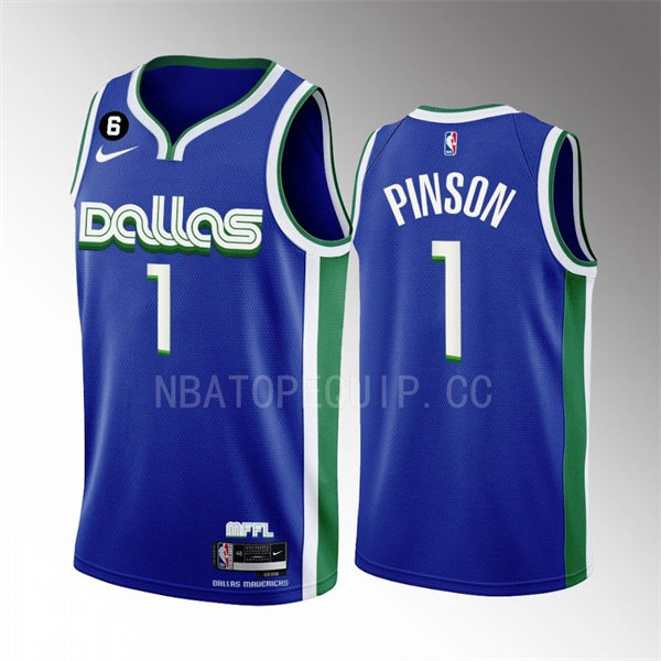 Mens Dallas Mavericks #1 Theo Pinson Nike 2022-23 Blue City Edition Player Jersey