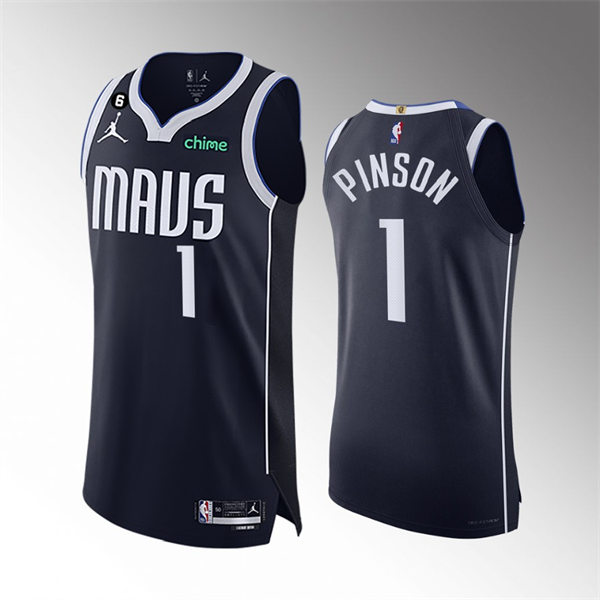 Mens Dallas Mavericks #1 Theo Pinson Nike 2022-23 Navy Statement Edition Player Jersey