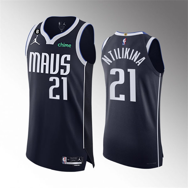 Mens Dallas Mavericks #21 Frank Ntilikina Nike 2022-23 Navy Statement Edition Player Jersey