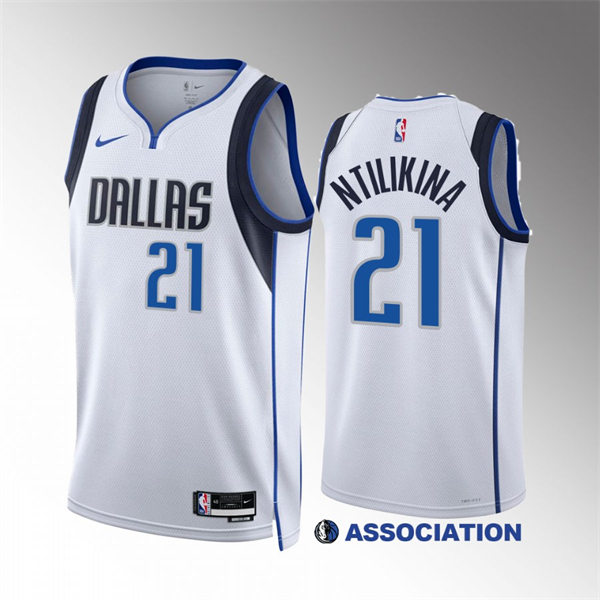 Mens Dallas Mavericks #21 Frank Ntilikina Nike White Association Edition Jersey