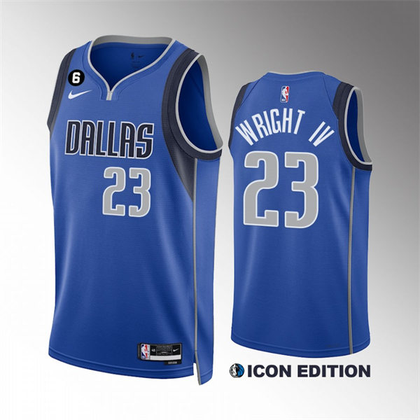 Mens Dallas Mavericks #23 McKinley Wright IV Nike 2022-23 Blue Icon Edition Player Jersey